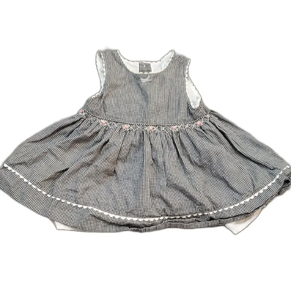 The Children's Place Black and White Checkered Dress Baby 12 Months